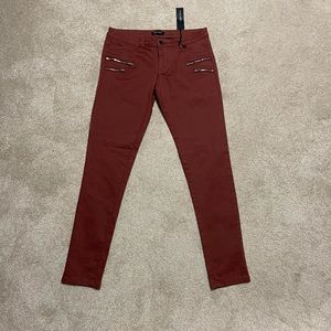 NWT Shinestar low rise pants M 4 6 legging skinny jegging red burgundy rust